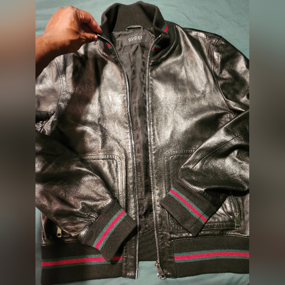 Authentic Gucci light weight leather jacket